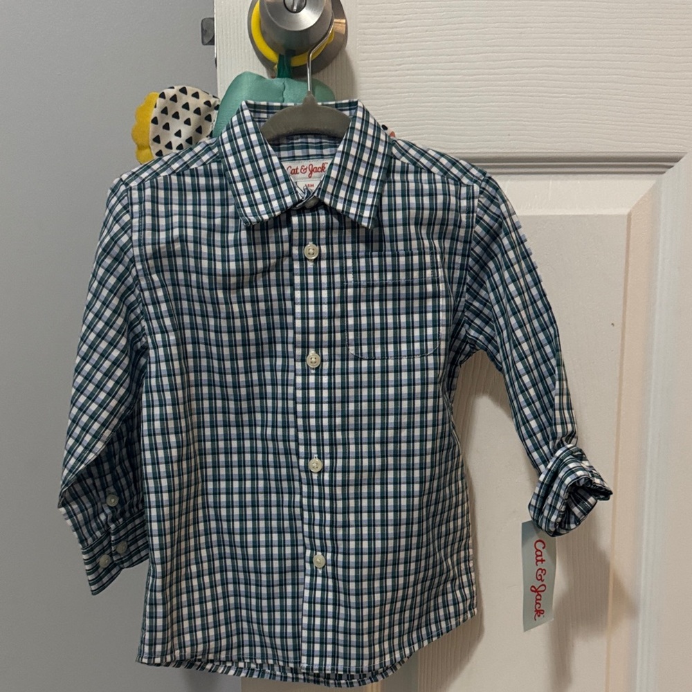 Cat & Jack Blue and White Checkered Kids Shirt